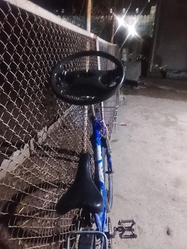 usaq velosipet: Mavi rəngli velosiped, ön hissədə səbəti və arxa hissədə baqaj yeri — 6