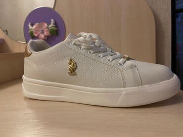 rezin botlar: USPA ağ rəngli sniker - Rəng: tam ağ, qızılı detallarla - Brend — 8