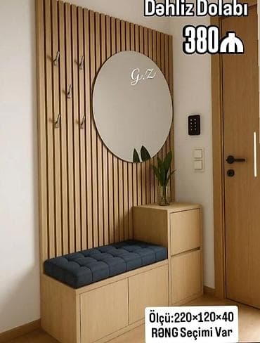 koridor mebeli: Yeni, 1 qapı, Güzgülü, Rəngli, Digər material, Açılan, Düz dolab — 1