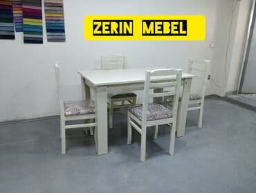 vannalar, çimmək üçün stullar: Mətbəx üçün, Yeni, Dördbucaq masa, 4 stul — 1