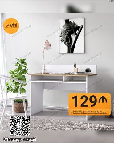 qabaq ustolu: Kompüter masası, Açılmayan, Dördbucaq masa — 1