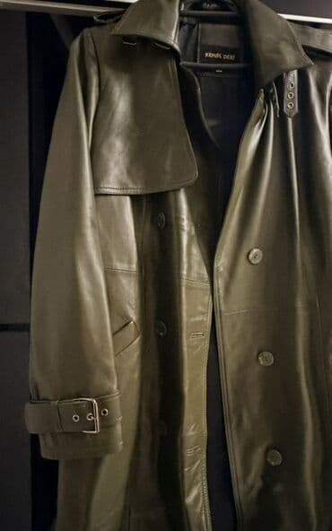 Kemal Deri marka dəridən uzun trençkot - Material: həqiqi dəri