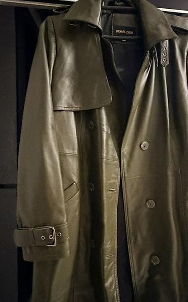 Sviterlər: Kemal Deri marka dəridən uzun trençkot - Material: həqiqi dəri — 1