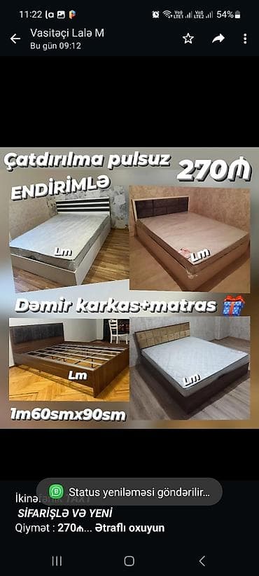 Мебель на заказ: İkinəfərlik _*TAXT*_ _*SİFARİŞLƏ VƏ YENİ*_ Qiymət : *270₼* Ölçü — 1
