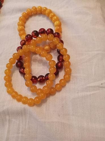 kəhrəba nədir: Bal rəngli muncuq dəstləri – boyunbağı və bilərziklər Hamısı tebii — 6