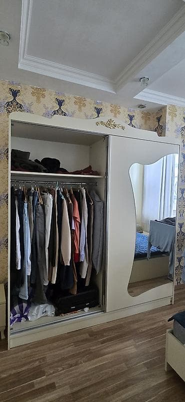 küpe dolab: İşlənmiş, 2 qapılı, Güzgülü, Bej, Kupe, Düz dolab — 1