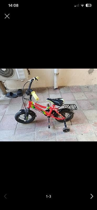 usaq velosipedler: Uşaq velosipedi – 12" təkərli - Rəng: qırmızı-yaşıl detallı, qara — 1