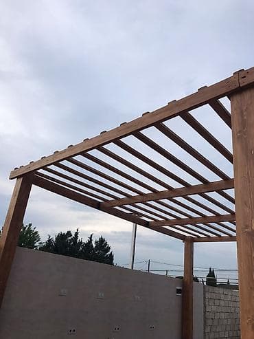 mebel metbex: Açıq hava məkanı üçün taxta pergola və terras -Ölçü 6x4 metr - — 4