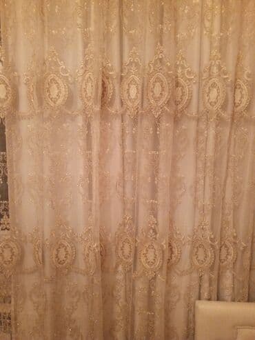 Zərif naxışlı tull pərdə - Material: incə tull əsaslı, üzərində