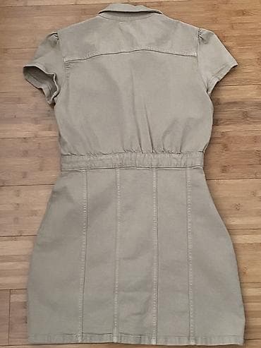 qizil uezuek type 1: ZARA Denim xaki rəngli qısaəlli köynək-don - Brend: ZARA (ZARA DENIM — 2