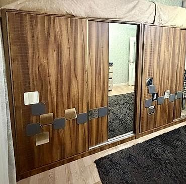 3 qapılı, Güzgülü, Qəhvəyi, Taxta, Kupe, Düz dolab