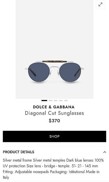 Gün eynəyi, Dolce & Gabbana