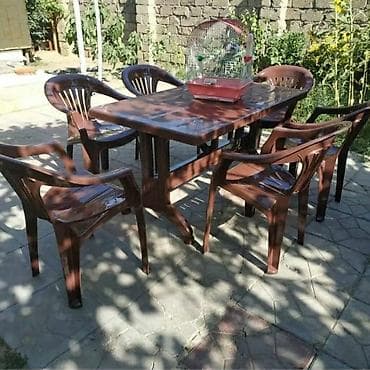 Yeni, Dördbucaq masa, 6 stul, Açılan, Plastik, Azərbaycan