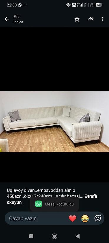 islenmis kunc divanlar: Uqlavoy divan. embavoddan alınıb 450azn. ölcü 3/240sm . Açılır bazasi — 1