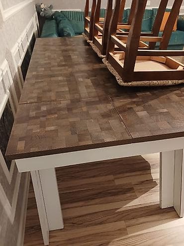 Yemək otağı üçün masa və vitrin dəsti - Üslub: müasir dizayn, ağ — 2