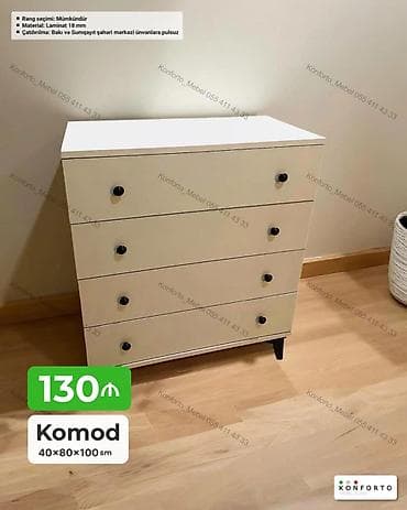 Komod – 4 çekmecəli, minimalist dizayn. Ölçülər: 40×80×100 sm — 1