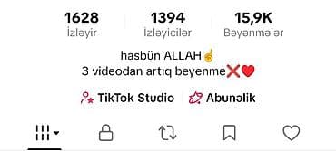 TikTok hesabı satılır vurulan jetonun puluna satılır Xüsusiyyətlər: -