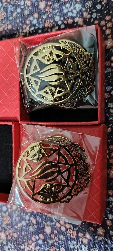 Сумки: Gerb
Gizili rəng
Metal
4X4 cm
El ishi .
2 eded galib — 2