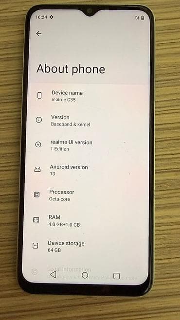 islenmis notebook satisi: Realme C35, 64 GB, rəng - Yaşıl, Sensor, Barmaq izi, Face ID — 2