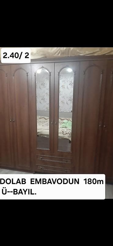 düz dolab: 6 qapı, Güzgülü, Qəhvəyi, Açılan, Düz dolab — 1