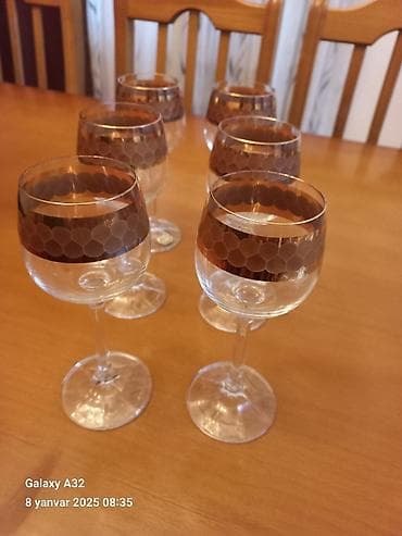 hamam sushilka: Qədəhlər, rəng - Qızılı, Şüşə, 12 ədədli dəst, Çexiya — 5