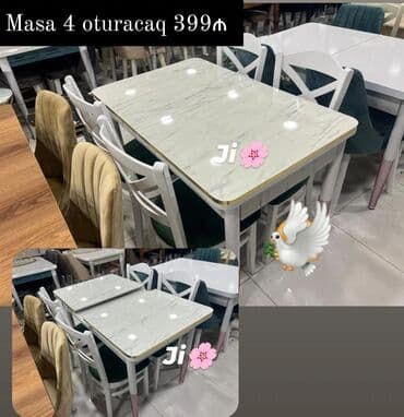 balkon ucun stol stullar: Mətbəx üçün, Yeni, Dördbucaq masa, 4 stul — 1