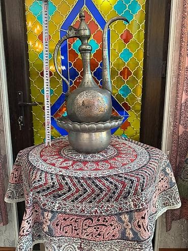 qedim kasa: Misdən hazırlanmış əl işi samovar/qəndil tipli su qabı dəsti isteyen — 10