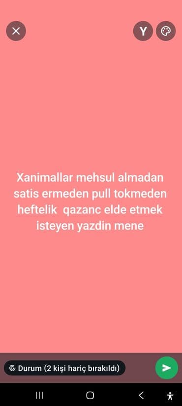 restoran işi: Xanımlar məhsul almadan, satış etmədən və pul yatırmadan həftəlik — 1