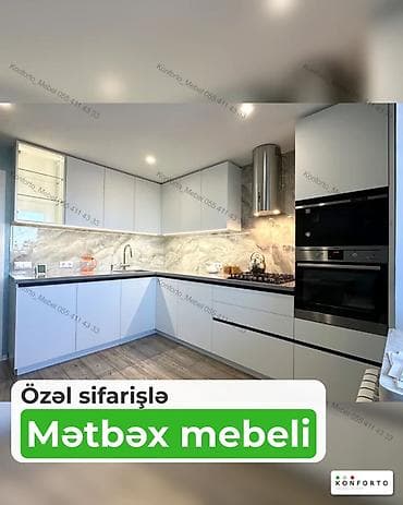 3d defter: Özəl sifarişlə mətbəx mebeli - Layihə: L formalı, müasir minimal — 1