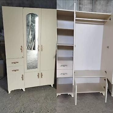 paltar dolap: 2 qapılı, Güzgülü, Bej, Digər material, Açılan, Düz dolab — 1