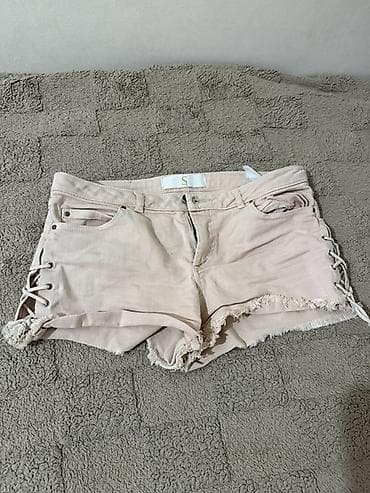 Шорты: Bej rəngli qadın şortu – S ölçü - Model: Denim stili mini şort - — 1