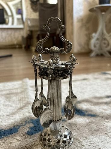 cay: Çay dəsti, rəng - Gümüşü, Metal, 6 nəfərlik — 1