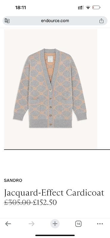 iw geyimleri: Sandro kardiqan, ölçü 1 (S). Cəmi bir neçə dəfə geyinilib, vəziyyəti — 3