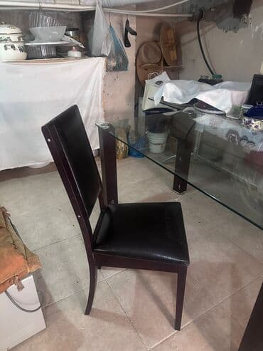 cay evi ucun dican stolar isdenmis: Şüşə masa və 6 oturacaq normal vəziyyətdədir əlaqə nömrəsi aşağıdadır — 3