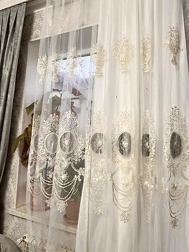 rcd perde: İşlənmiş, Tül, rəng - Ağ — 2