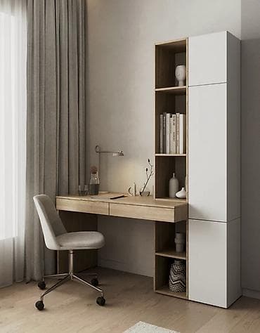 Ofis dəst mebeli: Minimalist iş masası və saxlama modulu dəsti - Dizayn: Skandinaviya — 1