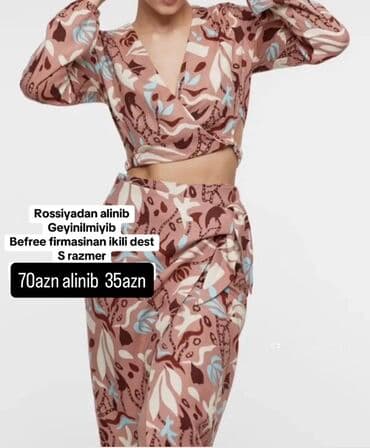 yupka kofta modelleri 2022: Befree firmasından ikili dəst – S razmer. - Üst: dərin V-yaxalı — 1