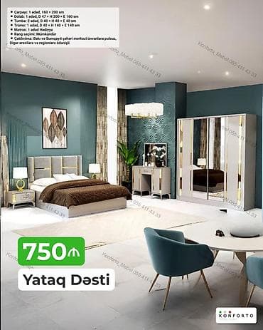 matras sumqayit: Yataq Dəsti – 750 ₼ Komplektə daxildir: - Çarpayı: 1 ədəd, 160 × 200 — 1