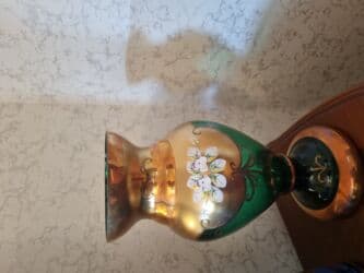 Mətbəx aksesuarları: Dekorativ şüşə qab – bədii rəsmli Güldan - Material: qalın şüşə - — 2