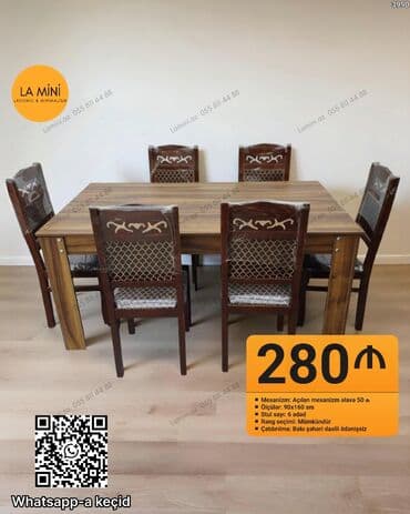 Açılan, Dördbucaq masa, 6 stul