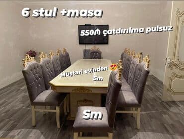 metbex stolu qiymetleri: Dördbucaq masa, 6 stul — 9