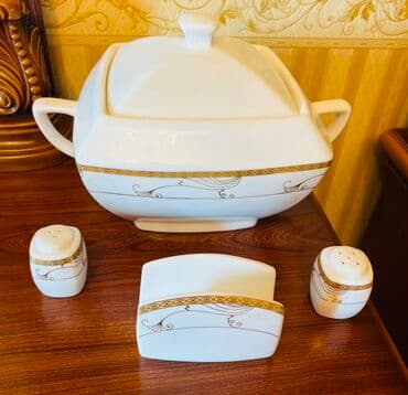 Mətbəx aksesuarları: Nahar dəsti, rəng - Ağ, Farfor — 2