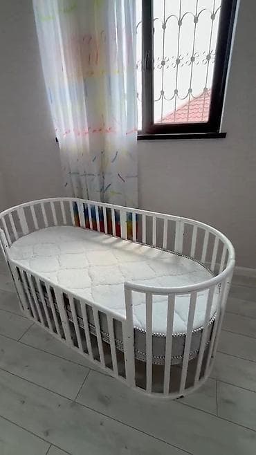 Oval uşaq beşiyi və ortopedik döşək dəsti - Forma: oval, müasir — 2