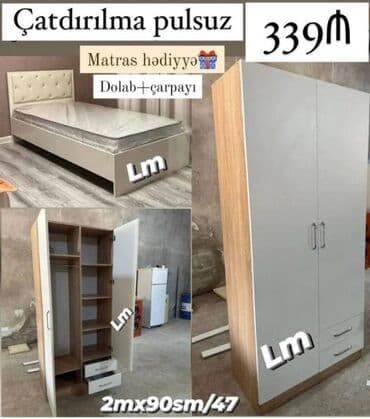 madeyra tek carpayi qiymetleri: ÇARPAYI+DOLAB 💥 Yeni və sifarişlə Qiymət : 339₼ Dolab : 90x2×47 — 1