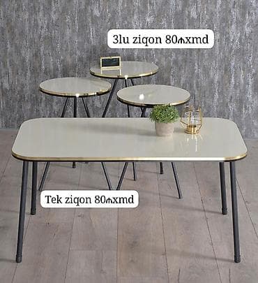 Mərmər naxışlı ziqon dəstləri və jurnal masaları - Dizayn: Parlaq