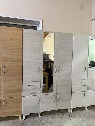 qara encir: Yeni, 3 qapılı, Güzgülü, Bej, Taxta, Açılan, Düz dolab — 3