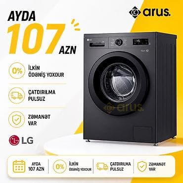 LG paltaryuyan maşın – ön yükləməli, qara rəng. - Ağıllı İnverter (AI