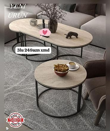 Yeni model 3-lü sehpalar dəsti • Dizayn: Oval və dairəvi üstlərdən