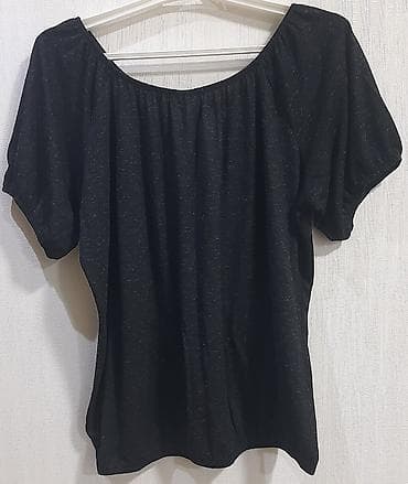 cins ətəklər: Janina qısaqoll bluz - Rəng: qara, xırda melanj effektli - Model — 3
