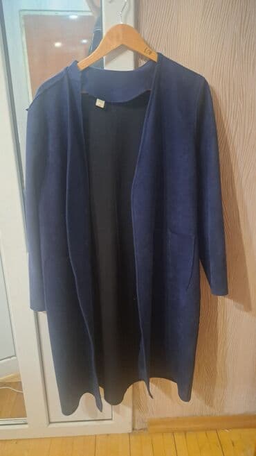 dəri jaket: 46 razmer Mavi rəngli qadın kardiqanı/üst geyimi - Model: açıq önlü — 1